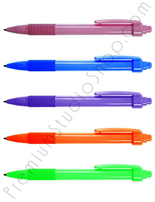 ปากกาสีสันสกรีนโลโก้ ปากกาพลาสติกพิมพ์โลโก้