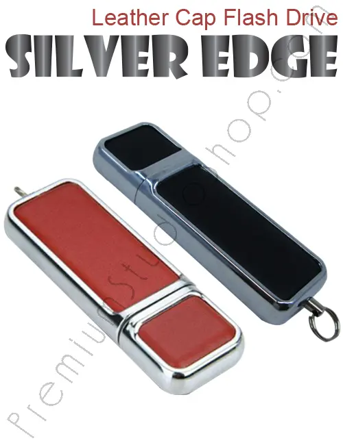 Leather Cap Flash Drive Silver Edge Series